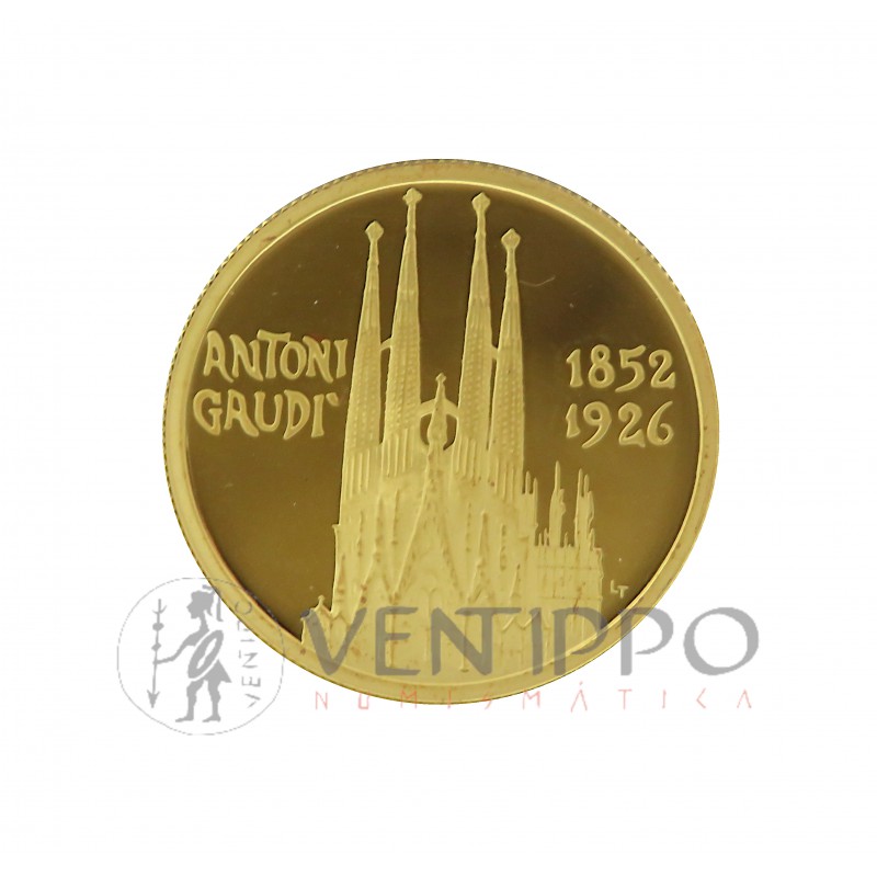 Andorra, 50 Diners Oro ( 17,02 grs ley 917 mls ) 1990, Sagrada Familia Gaudí, Prooflike. Andorra, 50 Diners Oro ( 17,02 grs ley 917 mls ) 1990, Sagrada Familia Gaudí, Prooflike.