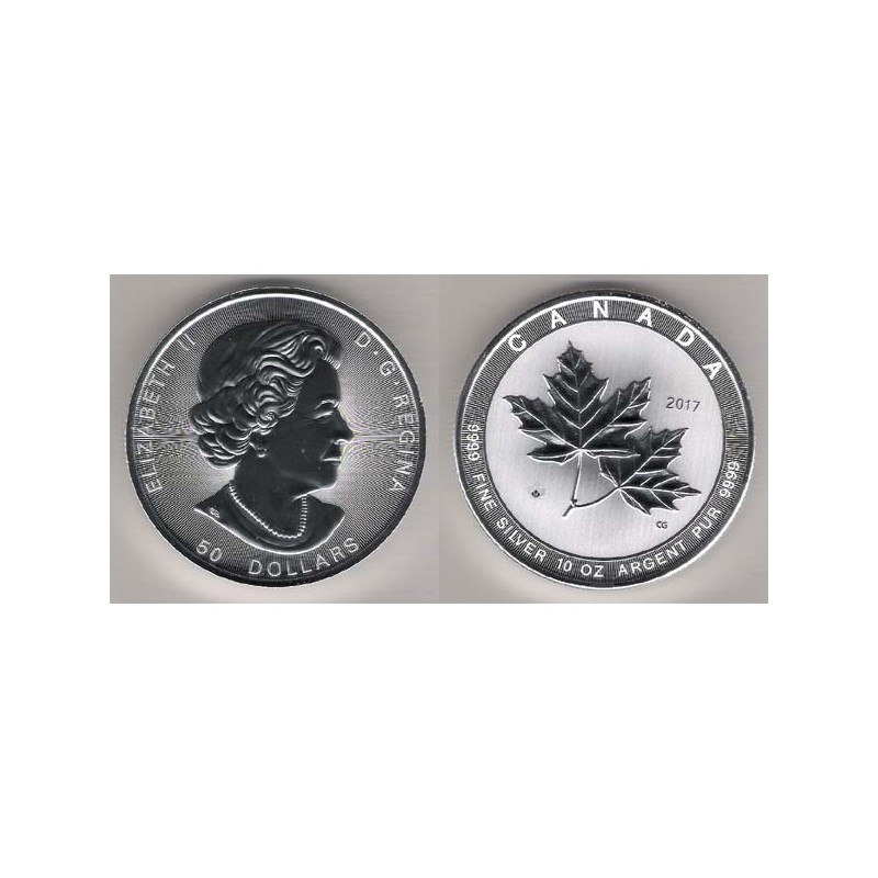 CANADÁ, 50 $ PLATA (10 OZ. 9999 mls), HOJA DE ARCE 2017 MAGNIFICENT