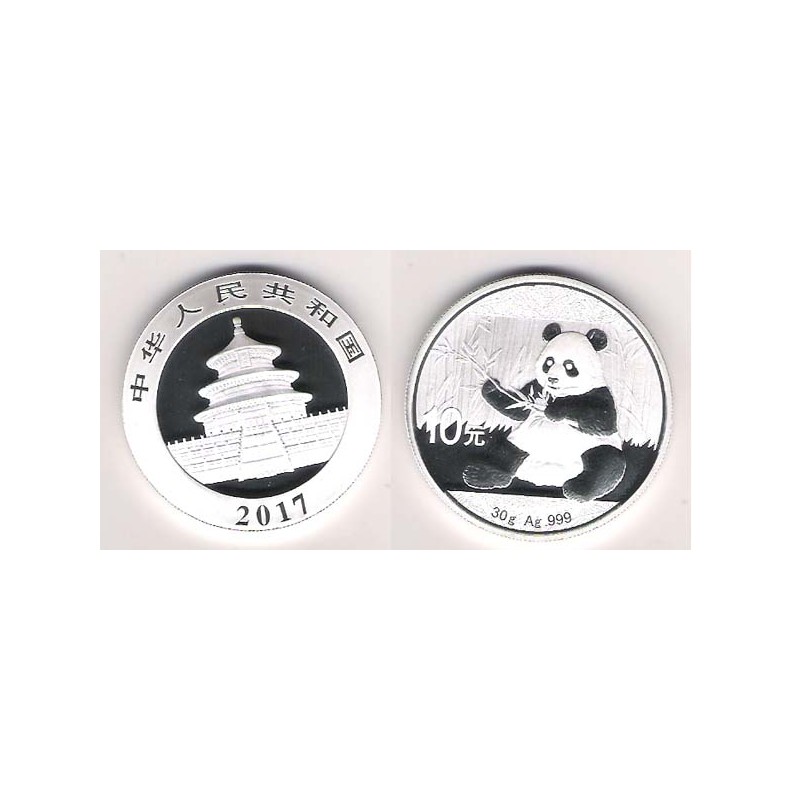 CHINA, 10 YUAN PLATA ( 30 grs. LEY 999 mls. ), PANDA 2017, BU