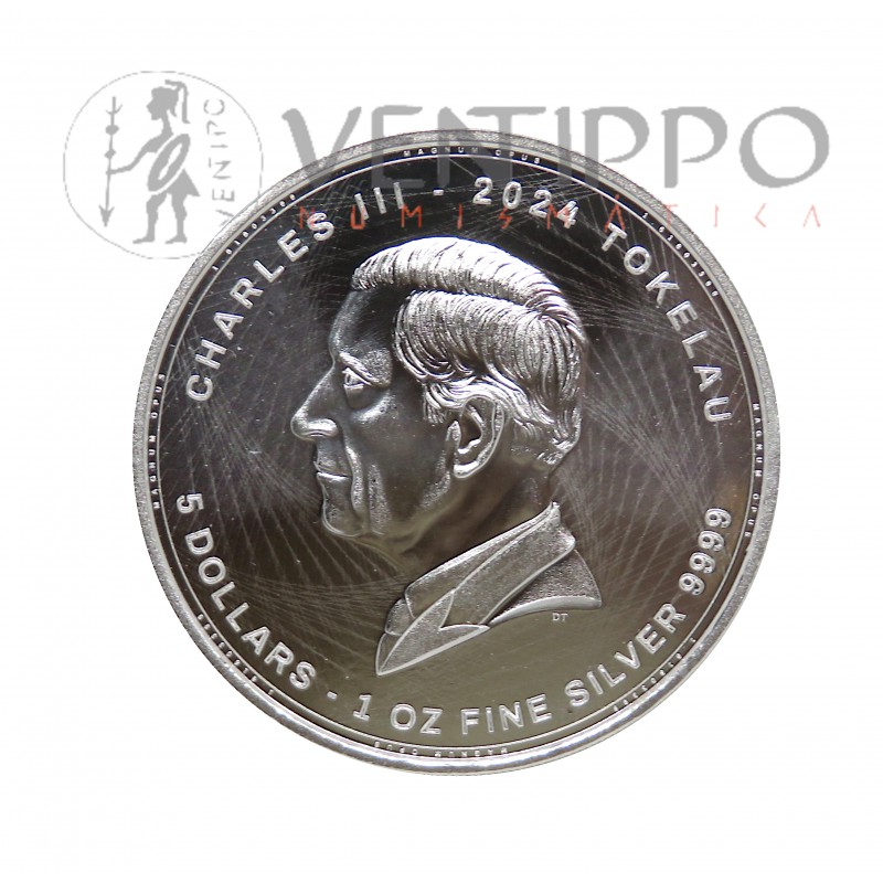 Islas Tokelau, 5 $ Plata ( 1 OZ  ley 999 mls. ) Magnum Opus 2024, BU
