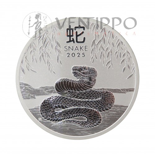 Australia, 1 $ Plata ( 1  OZ  9999 mls ) Año de la Serpiente III, 2025 BU.