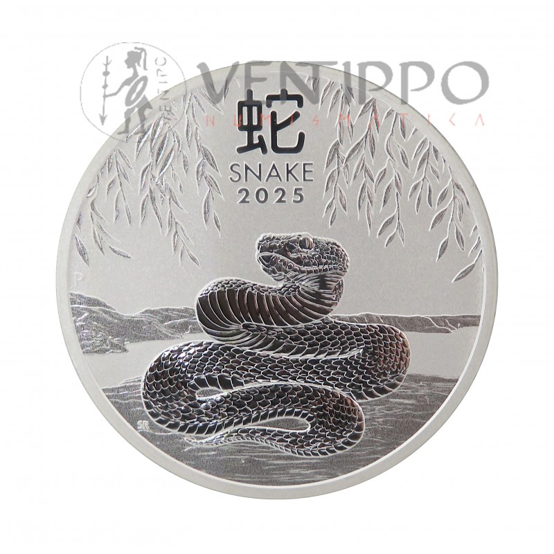 Australia, 1 $ Plata ( 1  OZ  9999 mls ) Año de la Serpiente III, 2025 BU.