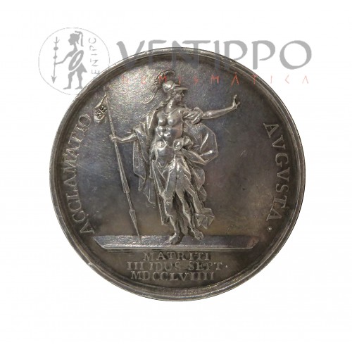 Carlos III, Medalla Plata, Proclamación en Madrid 1759, EBC-, muy escasa.