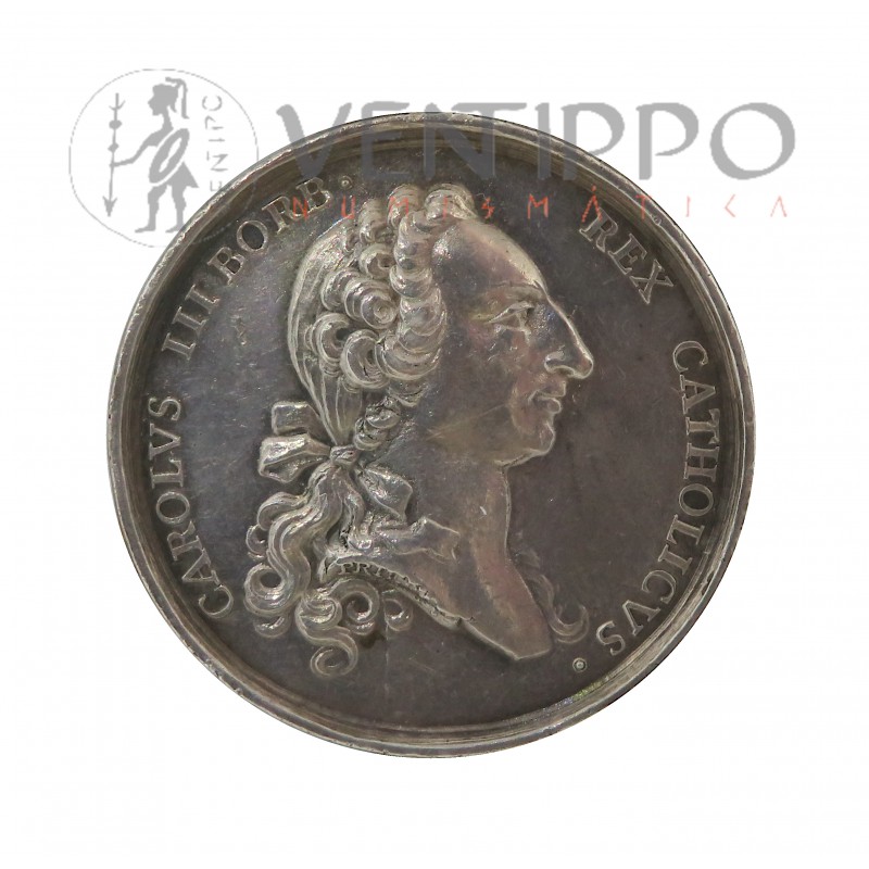 Carlos III, Medalla Plata, Proclamación en Madrid 1759, EBC-, muy escasa.