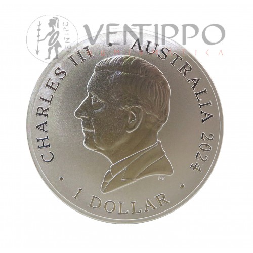 Australia, 1 $ Plata ( 1 OZ  9999 mls ) Canguro RAM 2024, BU