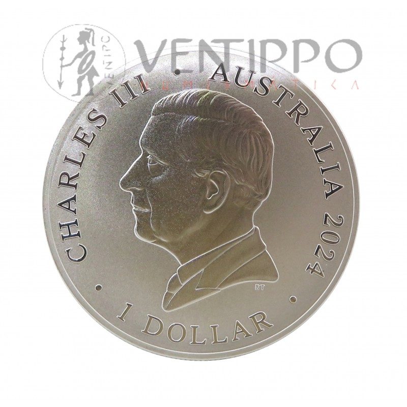 Australia, 1 $ Plata ( 1 OZ  9999 mls ) Canguro RAM 2024, BU