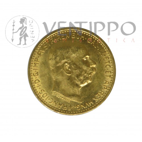 Austria, 10 Coronas Oro ( 3,39 grs ley 900 mls ) Francisco José I, S/C- 1912, reacuñación oficial.