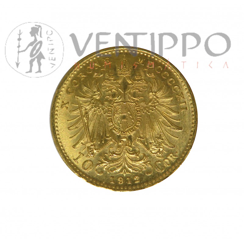 Austria, 10 Coronas Oro ( 3,39 grs ley 900 mls ) Francisco José I, S/C- 1912, reacuñación oficial.