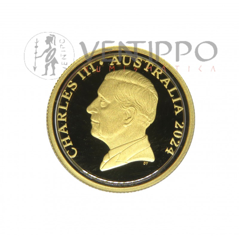 Australia, 10 $ Oro ( 1/10 OZ ley 9999 mls ) 2024, Canguro RAM Desert Life, Proof.