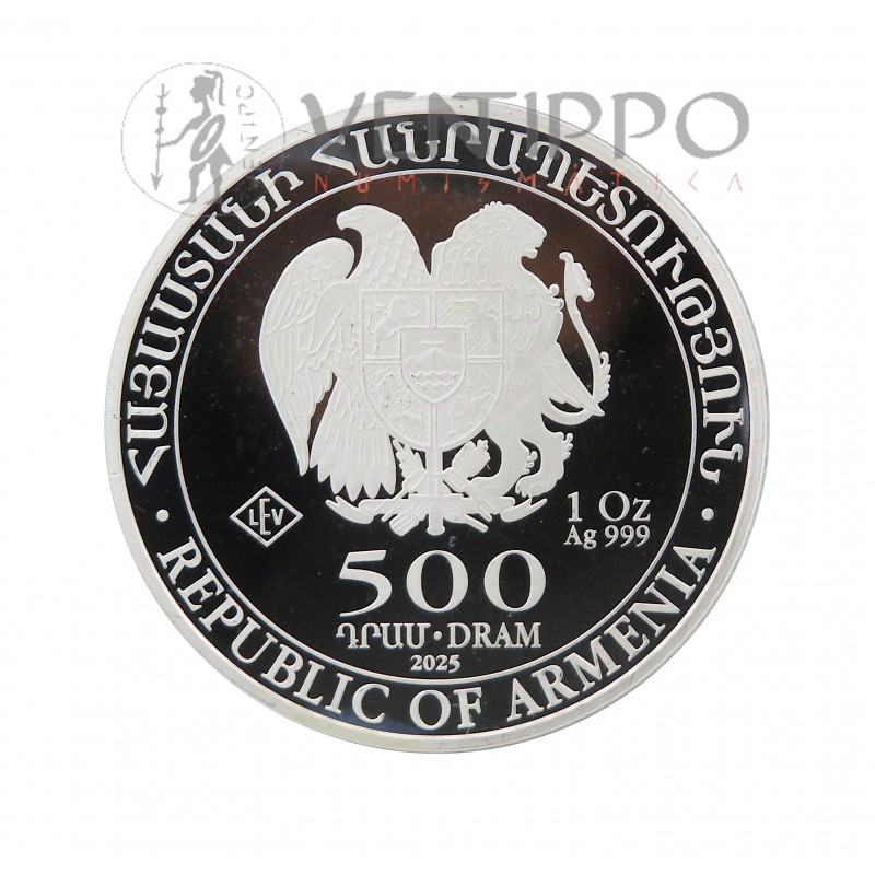 Armenia, 500 Dram Plat ( 1 OZ ley 999 mls ) Arca de Noé 2025, BU.