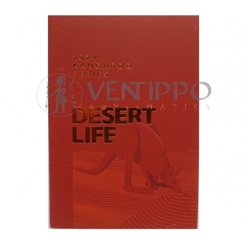 Australia, 1 $ Plata ( 1 OZ 9999 mls ) Canguro Ram Desert Life 2024, Frosted Uncirculated