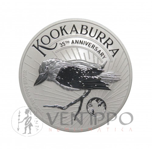Australia, Dollar Plata ( 1 OZ 9999 mls 9 Kookaburra 2025, 35 Aniversario, BU.