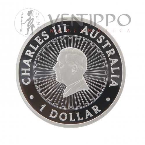 Australia, Dollar Plata ( 1 OZ 9999 mls 9 2025, Año Lunar Serpiente Ópalo, Proof.