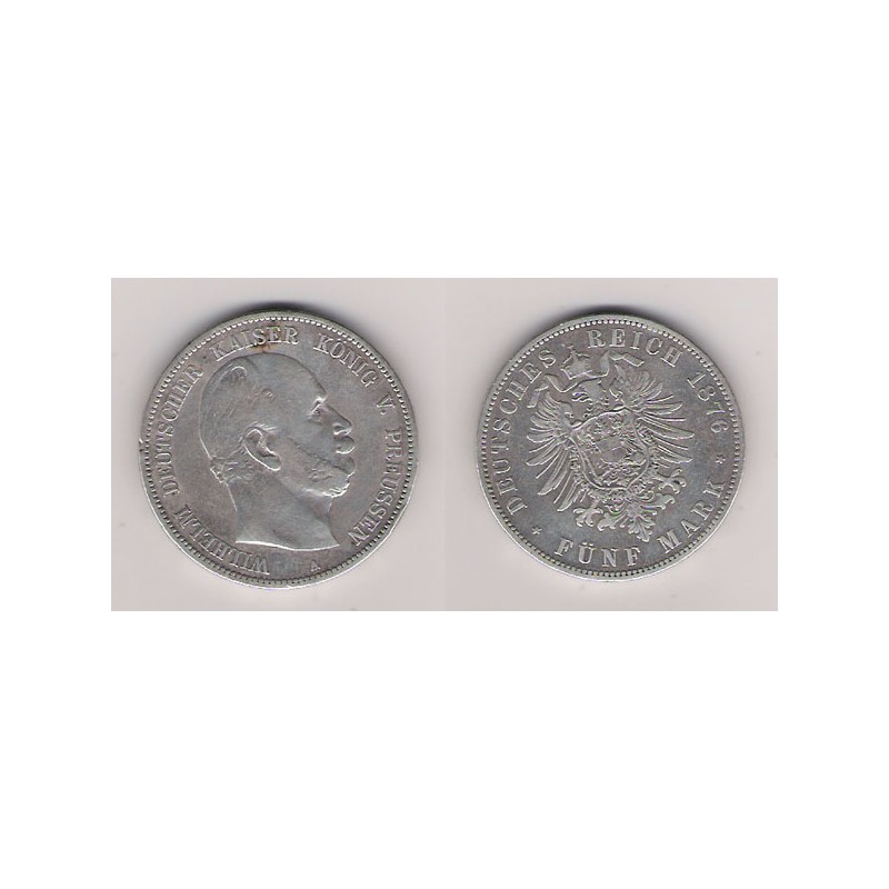 ESTADOS ALEMANES, PRUSIA, 5 MARKS PLATA, 1876, GUILLERMO I