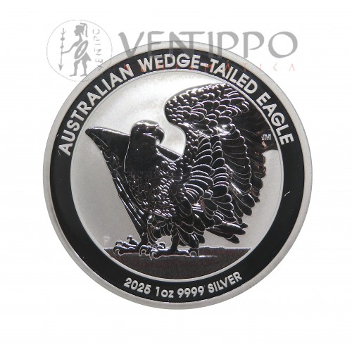 Australia, Dollar Plata ( 1 OZ ley 9999 mls ) 2025 , Águila de Cola, BU.