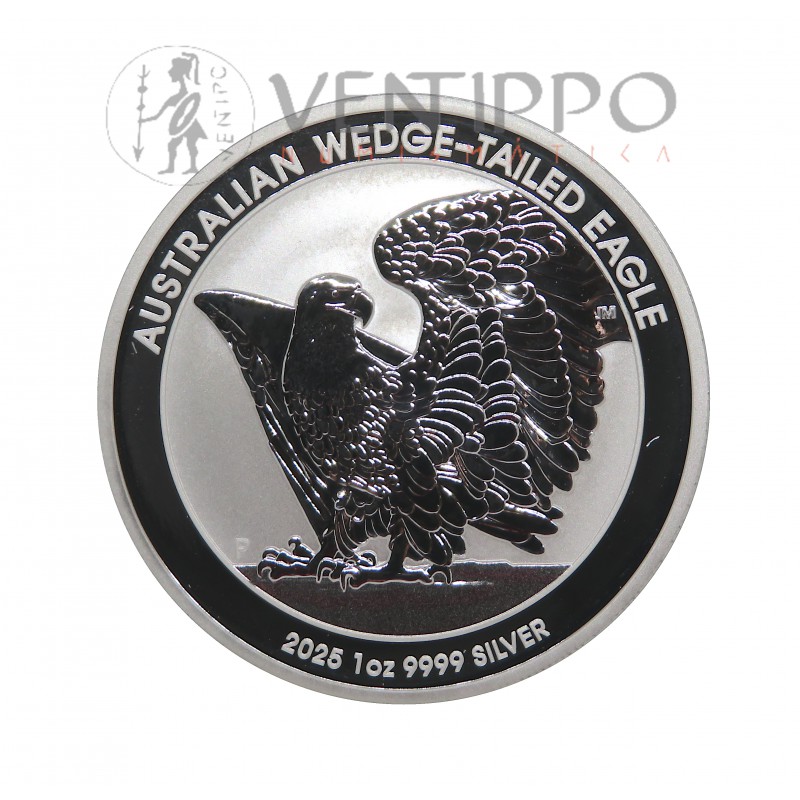 Australia, Dollar Plata ( 1 OZ ley 9999 mls ) 2025 , Águila de Cola, BU.