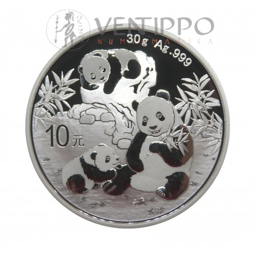 China, 10 Yuan Plata ( 30 grs ley 999 mls ) Panda 2025, BU.