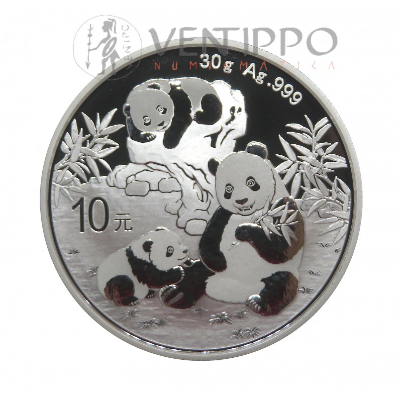 China, 10 Yuan Plata ( 30 grs ley 999 mls ) Panda 2025, BU.