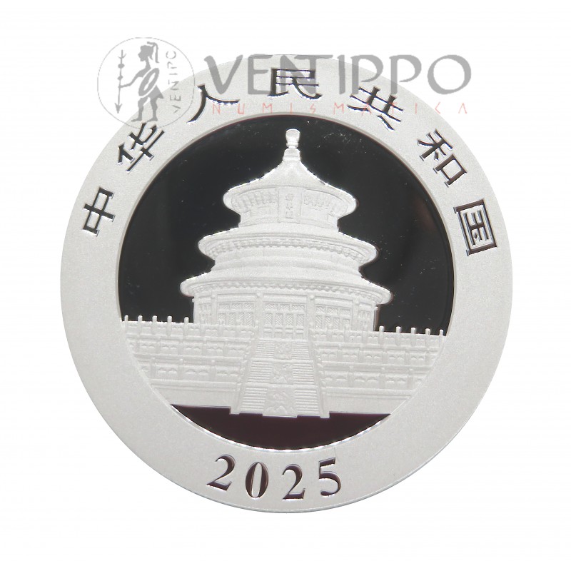 China, 10 Yuan Plata ( 30 grs ley 999 mls ) Panda 2025, BU.