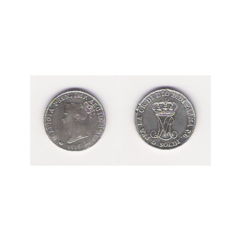 ESTADOS ITALIANOS, PARMA, 5 SOLDI PLATA, Mª LUISA, 1815, MUY ESC