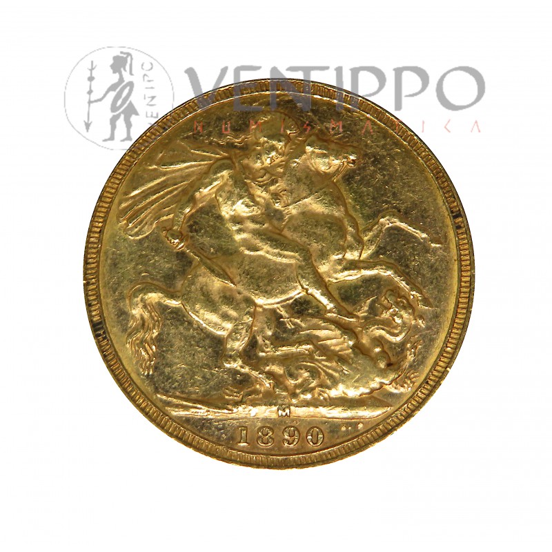 Australia, Sovereign Oro ( 8 grs. ley 917 mls ) Reina Victoria 1890, MBC+