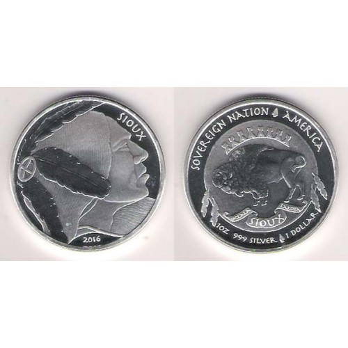 ESTADOS UNIDOS, 1 $ PLATA ( 1 OZ. 999 mls. ) SIOUX / BÚFALO 2016