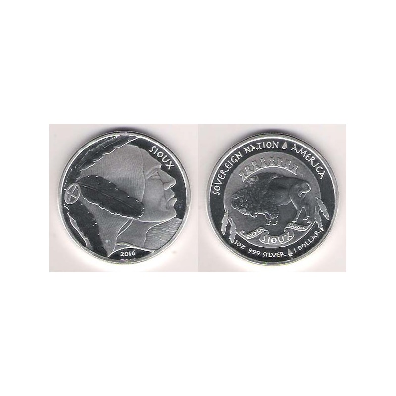 ESTADOS UNIDOS, 1 $ PLATA ( 1 OZ. 999 mls. ) SIOUX / BÚFALO 2016