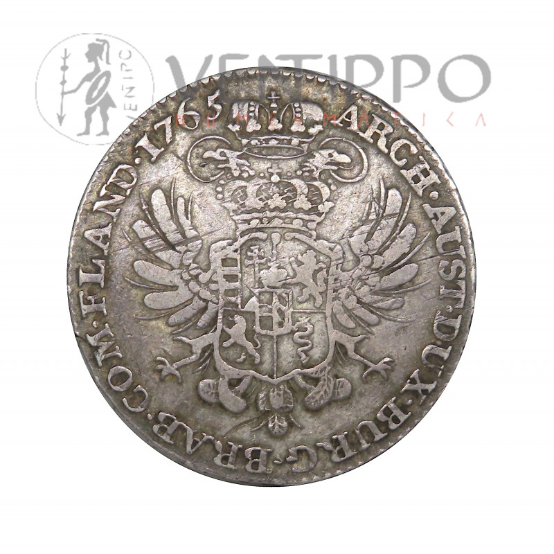 Países Bajos Austríacos, 1/2 Kronenthaler de plata, 1765 María Teresa, MBC