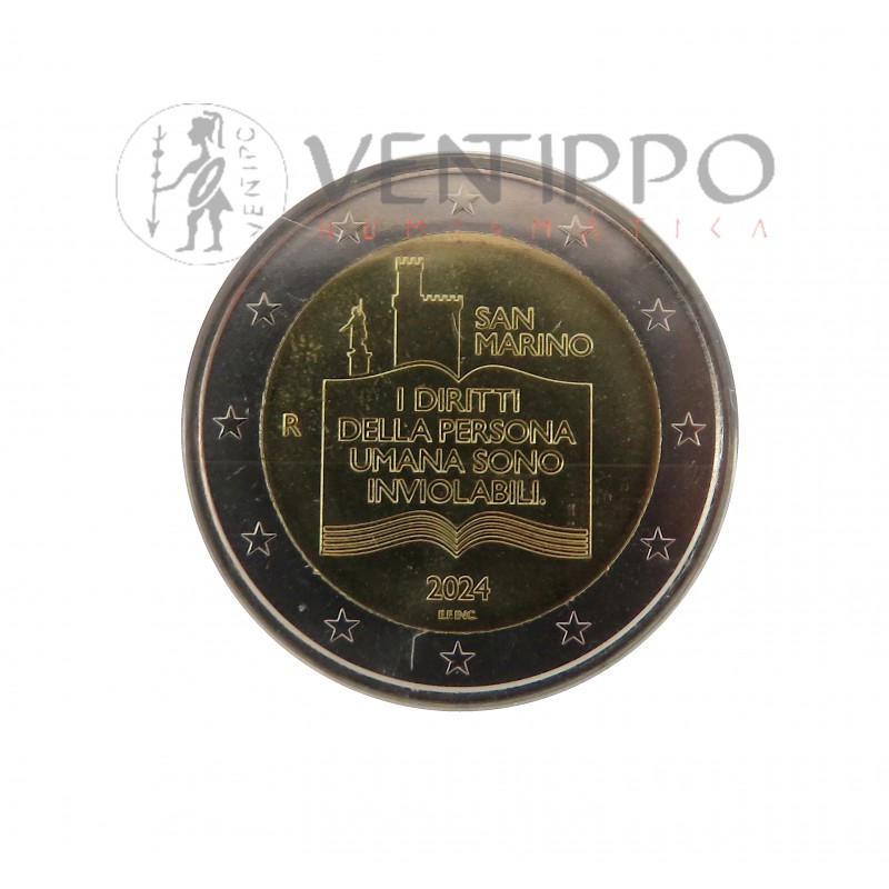 San Marino, 2 € Cartera Oficial, 50 Aniversario Declaración de los Derechos Civiles, FDC