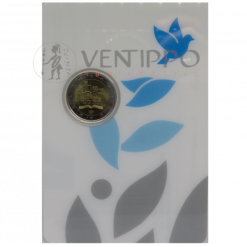 San Marino, 2 € Cartera Oficial, 50 Aniversario Declaración de los Derechos Civiles, FDC