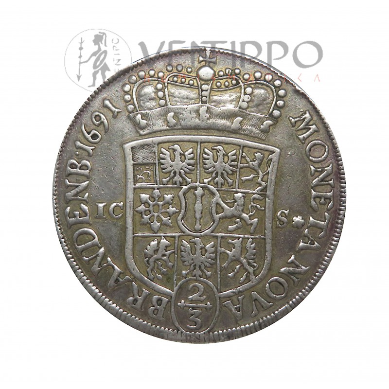 Estado de Brandenburgo - Prusia, 2/3 Thaler Plata, Federico III 1691, MBC+