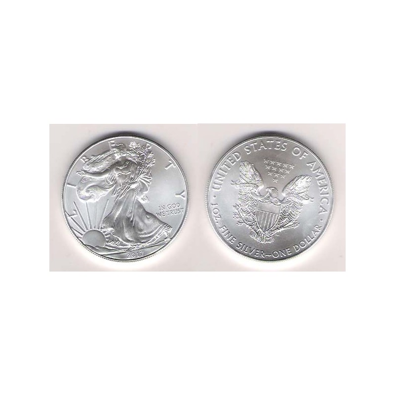 ESTADOS UNIDOS, ONE DOLLAR PLATA ( 1 OZ. 999 mls. ) EAGLE 2017 S