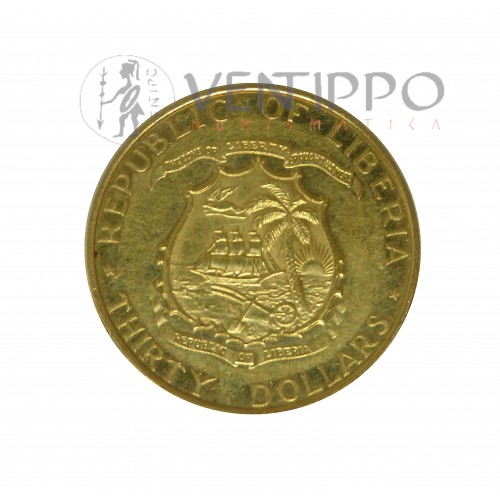 Liberia, 50 Dollars  Oro ( 15 grs. ley 900 mls ) 1925 ,70 Aniversario Presidente Tubman, EBC