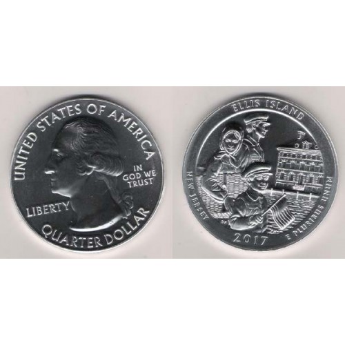 ESTADOS UNIDOS, QUARTER DOLLAR ( 5 OZ. PATA 999 mls. ) ELLIS ISLAND 2017