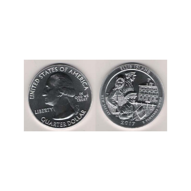 ESTADOS UNIDOS, QUARTER DOLLAR ( 5 OZ. PATA 999 mls. ) ELLIS ISLAND 2017