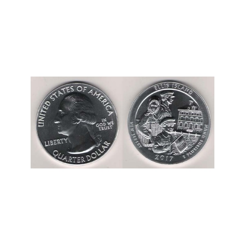 ESTADOS UNIDOS, QUARTER DOLLAR ( 5 OZ. PATA 999 mls. ) ELLIS ISLAND 2017