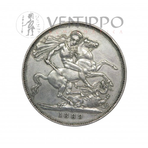 Gran Bretaña, Crown Plata , 1889 Reina Victoria, MBC+