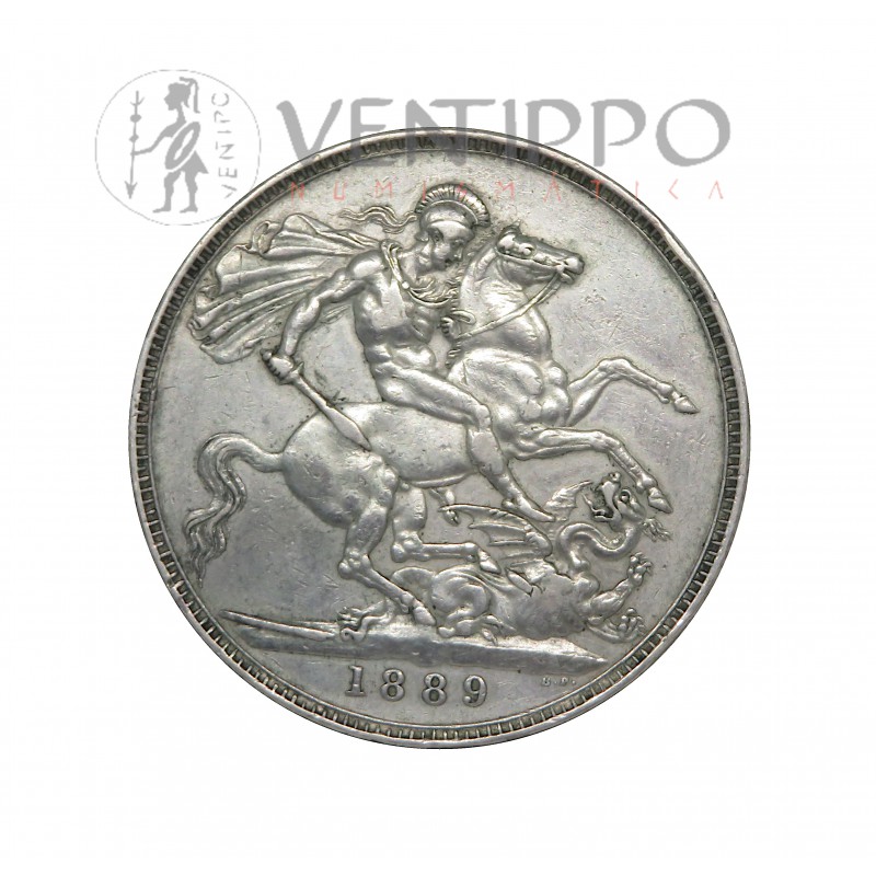 Gran Bretaña, Crown Plata , 1889 Reina Victoria, MBC+