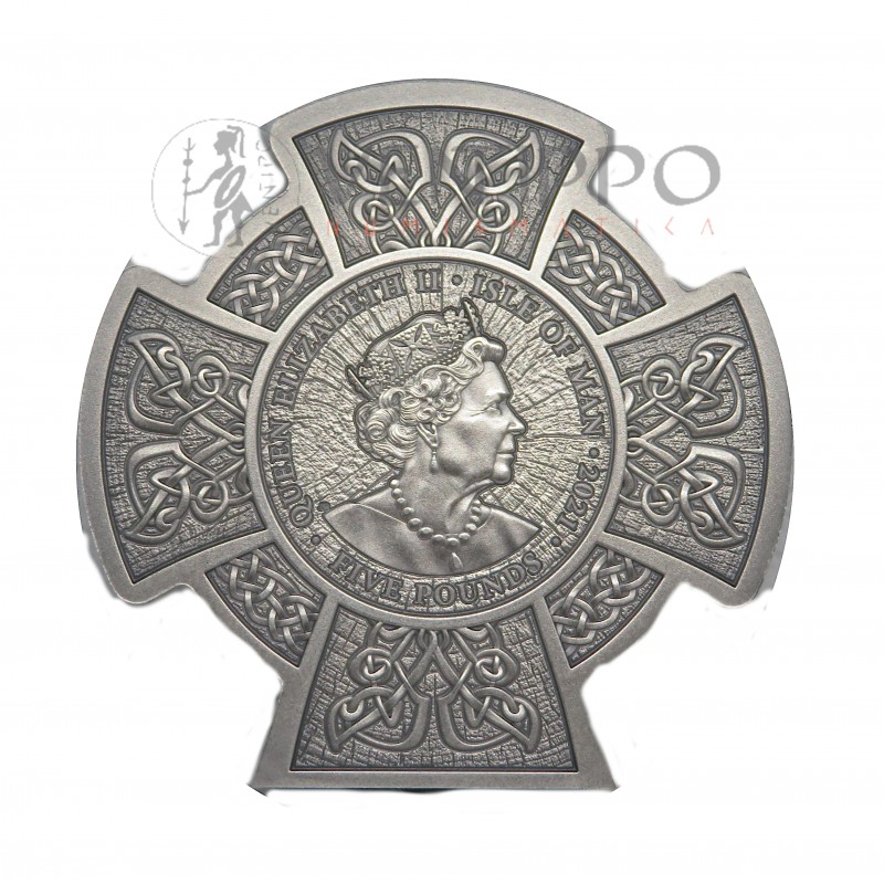 Isla de Man, 5 Pounds plata ( 3 OZ ley 999 mls ) 2021, Dios Cerunnos, Proof Antique Finish.