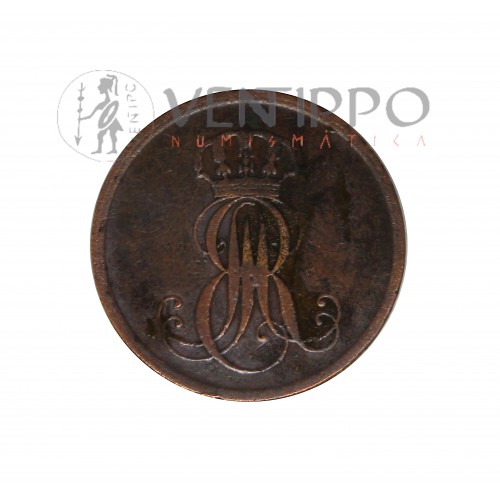 Hannover, 2 Pfennige, Ernesto Augusto I, 1851 B, MBC