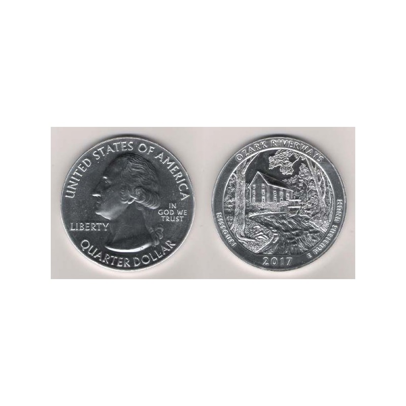 ESTADOS UNIDOS, QUARTER DOLLAR ( 5 OZ. PLATA 999 mls ), OZAR RIV