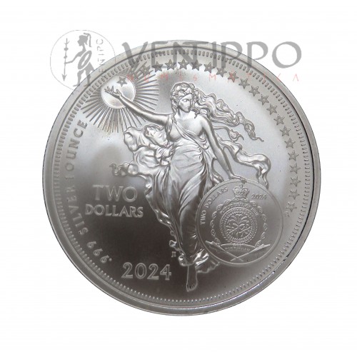 Niue, 2 $ Plata ( 1 OZ ley 999 mls ) Beethoven 2024, BU.