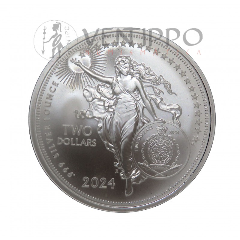 Niue, 2 $ Plata ( 1 OZ ley 999 mls ) Beethoven 2024, BU.