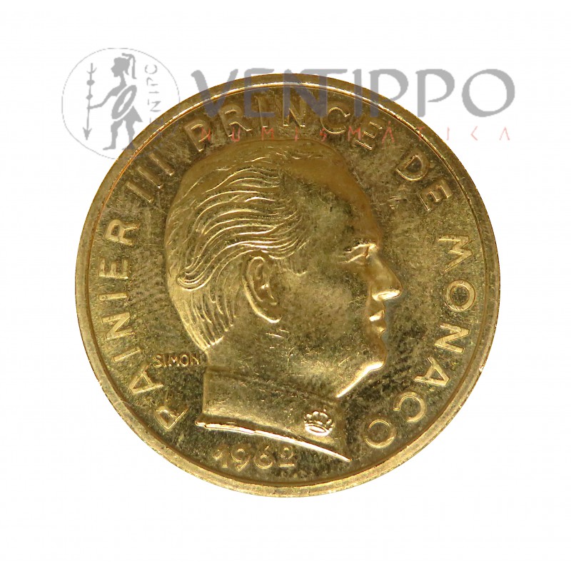 Mónaco, 50 Céntimos Oro ( 15'14 grs. ley 920 mls ) 1962 ensayo, muy rara