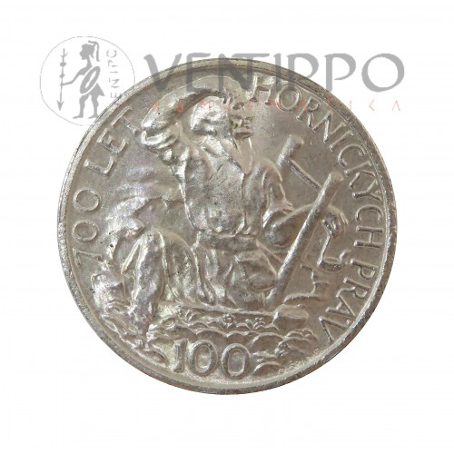 Checoslovaquia, 100 Korun Plata, 1949 VIII Centenario Privilegios Mineros de Jihlava, S/C-