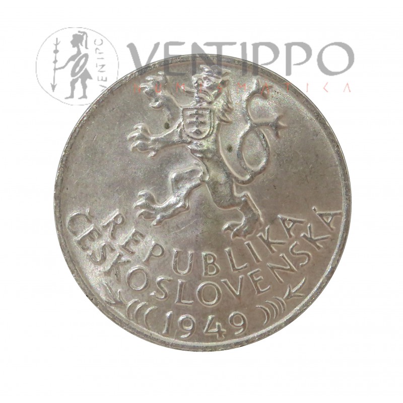 Checoslovaquia, 100 Korun Plata, 1949 VIII Centenario Privilegios Mineros de Jihlava, S/C-