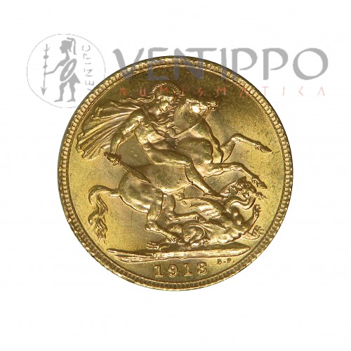 Gran Bretaña, One Sovereign Oro ( 7'99 grs. ley 917 mls ) Jorge V, 1913, EBC.