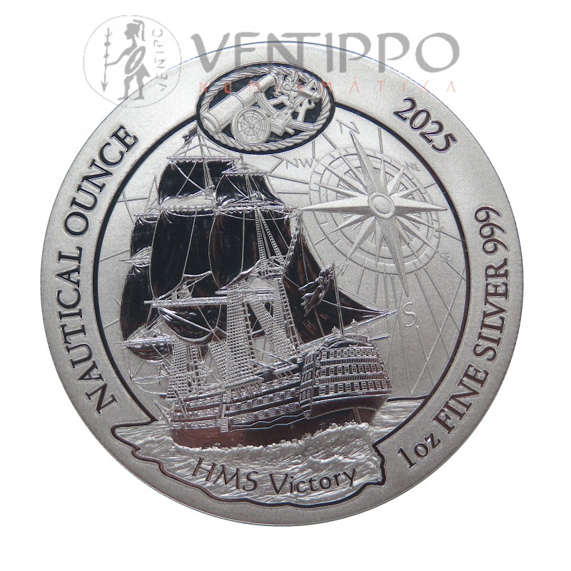 Ruanda, 50 Francs Plata ( 1 OZ ley 999 mls ) serie Naútica HMS Victory, 2025, BU