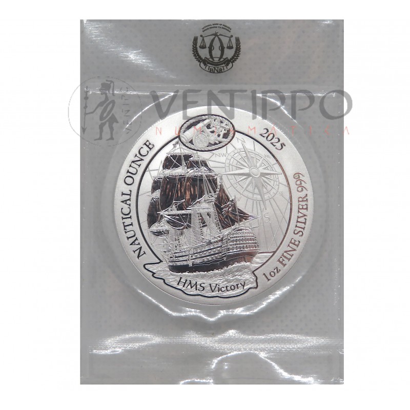 Ruanda, 50 Francs Plata ( 1 OZ ley 999 mls ) serie Naútica HMS Victory, 2025, BU