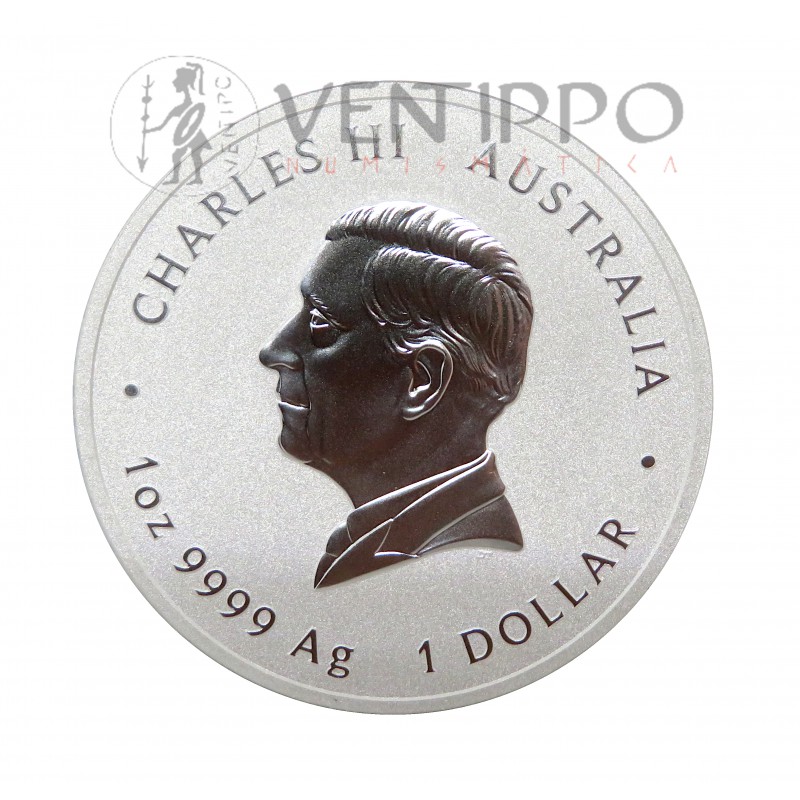 Australia, Dollar Plata ( 1 OZ  ley 9999 mls ) 225 Aniversario adopción Pillar Dollar, 2025, BU.